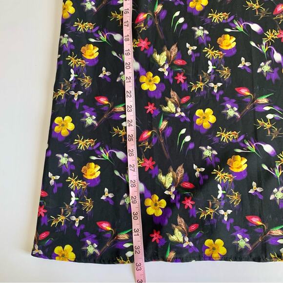 Topshop Midnight Floral Black Multicolor Boho Style Shift Slip Mini Dress US 4 - Picture 7 of 11